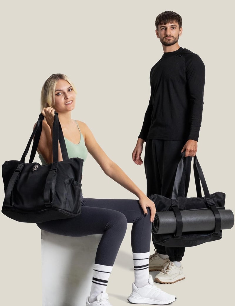 WARRIOR2 Store Yoga Mat Carrier - Expandable, Built-In Mat Straps, Water & Shock Resistant Laptop Pocket. Yoga Travel Bag with Luggage Sleeve, Gym Bags For Men & Women, Large Tote - Image 2